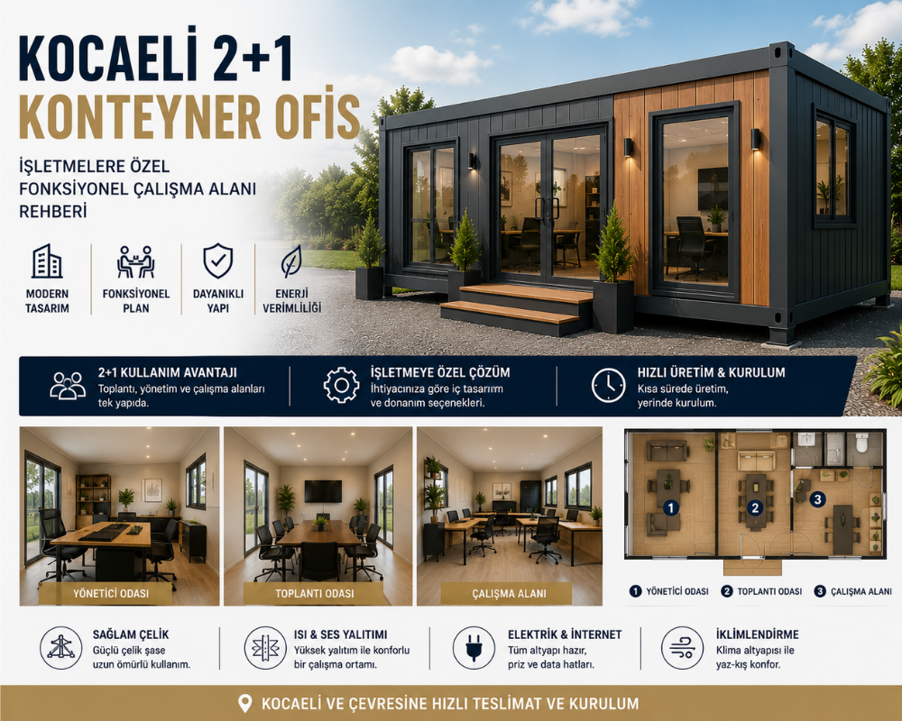 Kocaeli 2+1 Konteyner Ofis | İşletmelere Özel Modüler Çalışma Alanı